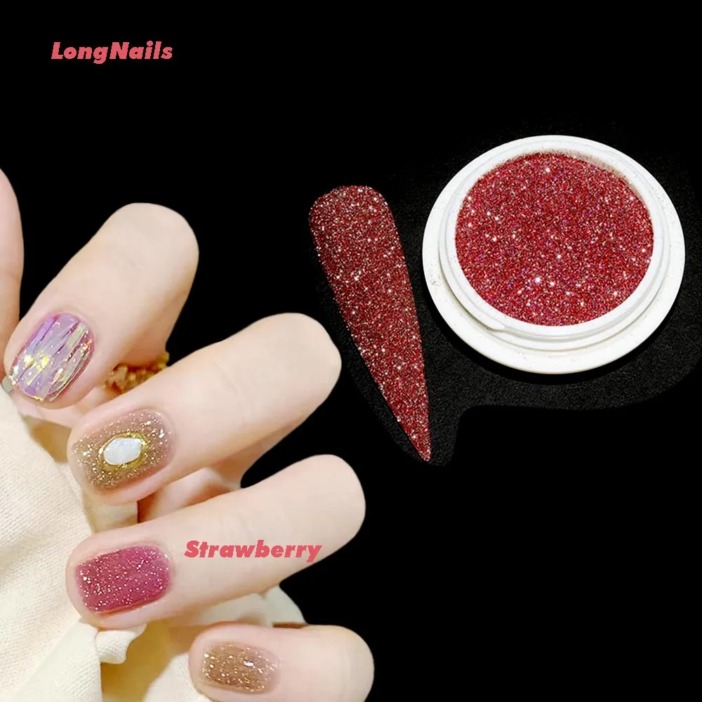 

1mini-Pot Sparkly Strawberry Nail Powder Crystal Diamond Crusher Glitter Dipping Art Turquoise Superfine Nail Shiny Glitter FT62
