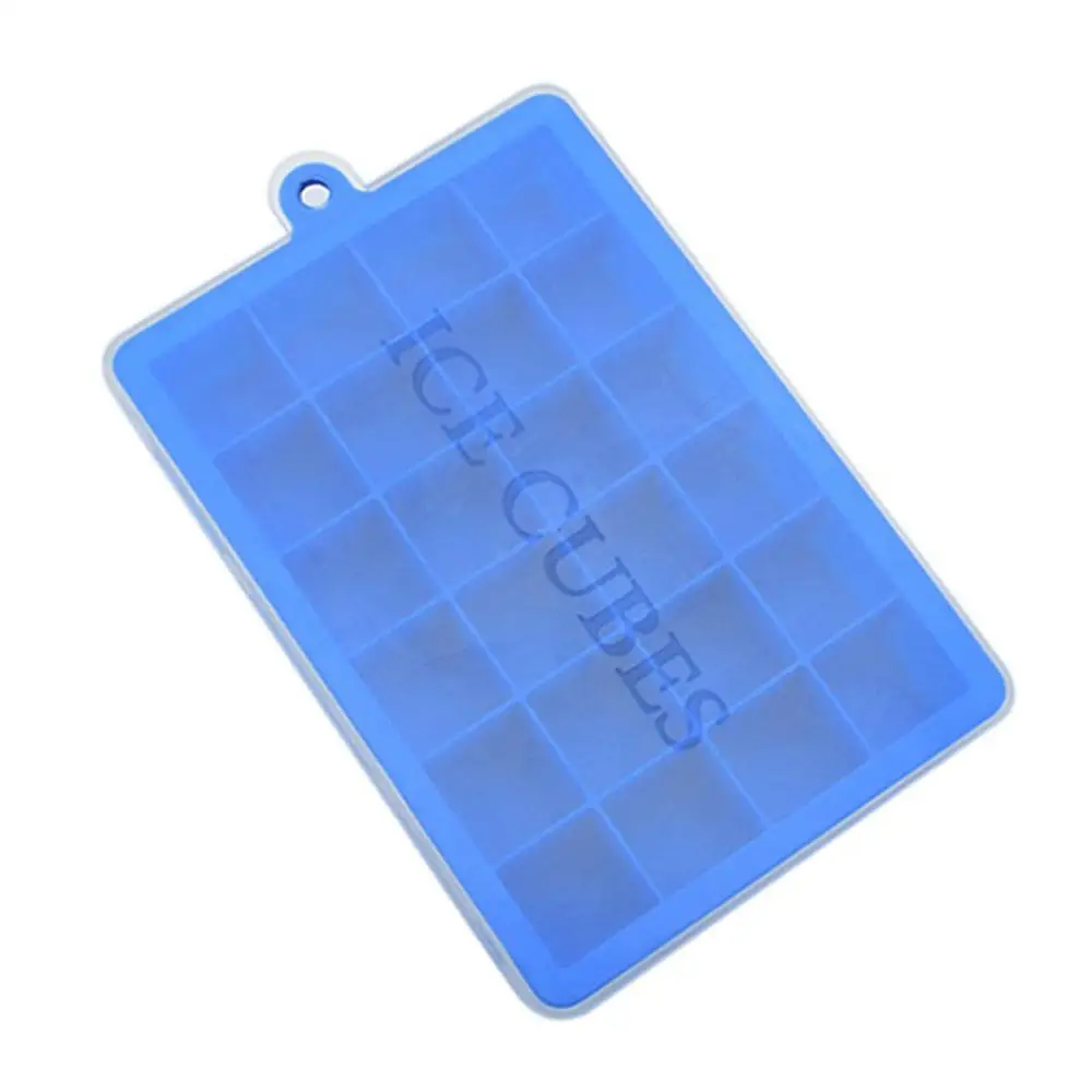 24-Grid Dark Blue 15/24 сетка силиконовая форма для льда лоток с крышкой, нескользящий лед Tong, льда производитель кубиков фруктового льда, аксессуары для кухни с барной стойкой - Цвет: 24-Grid Dark Blue