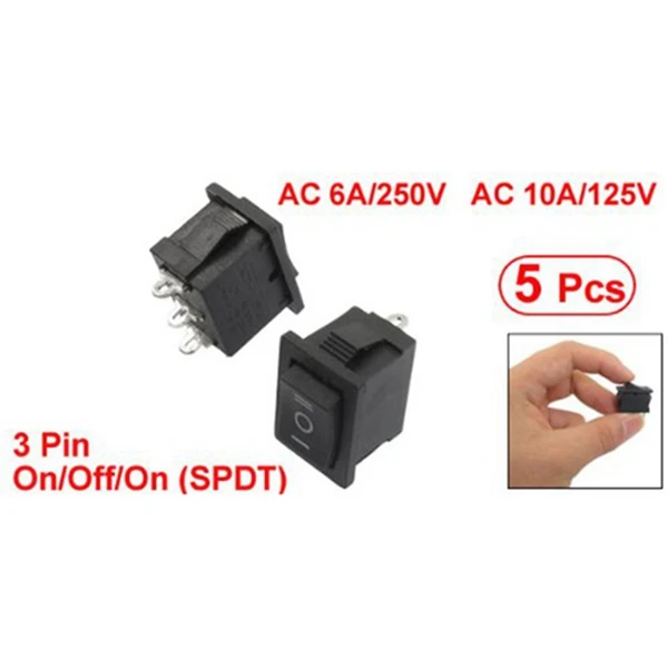 5Pcs Red Illuminated Light On/Off Dpst Boat Rocker Switch 16A/250V 20A/125V Ac &amp Spdt On/Off/On Mini Black 3 Pin Swi | Электроника