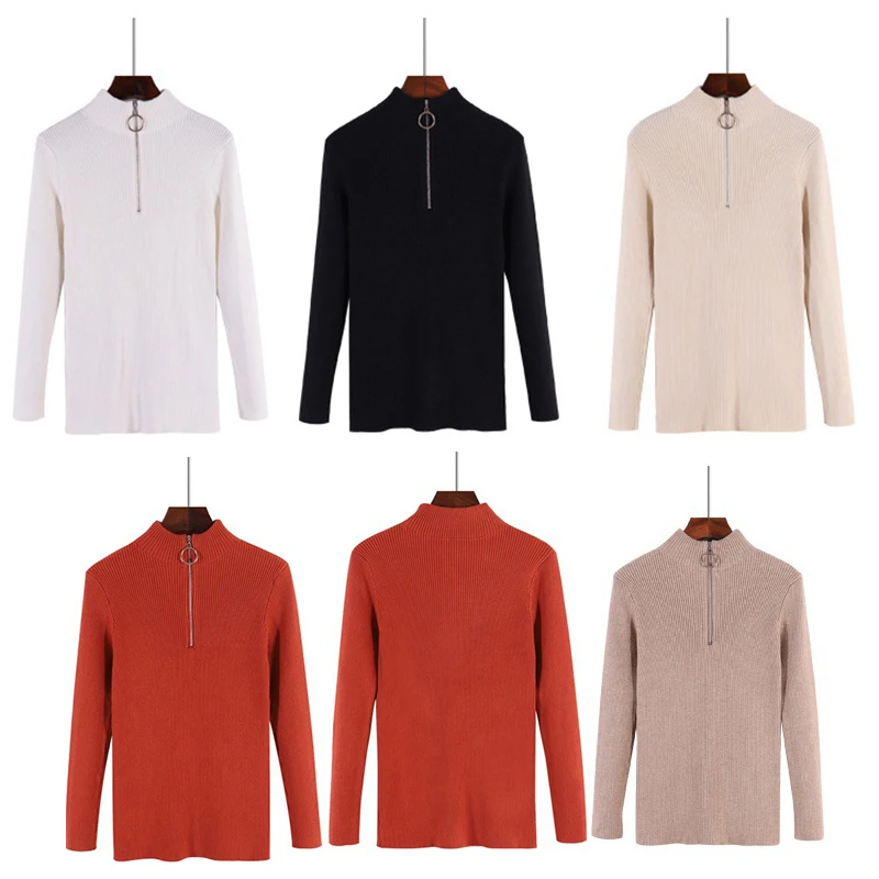 2018 шикарный свитер с высоким воротником на молнии женский осенне-зимний толстый