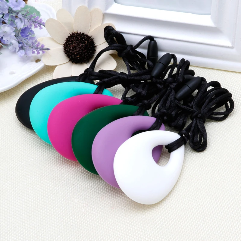 1Pc sensorial Collar para morder de Chewy ni&ntilde;os de silicona morder l&aacute;piz Topper juguete mordedor de silicona mordedor para ni&ntilde;os con autismo-1