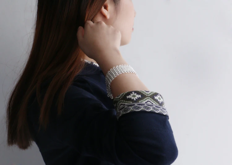 Новый стиль 925 Серебряный браслет для женщин с г жа многослойный дизайн цепями