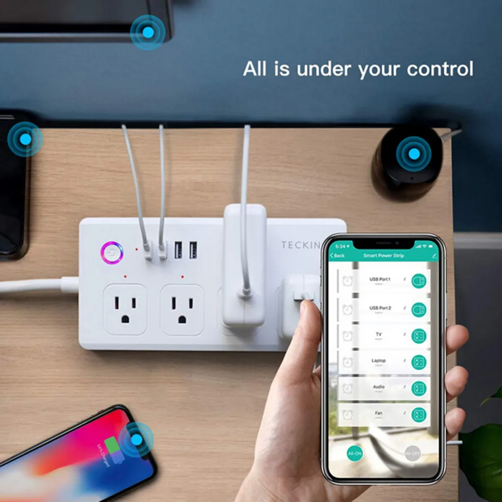 Смарт-Мощность полоса Wi-Fi Мощность бар совместимость Echo Google Home и IFTTT TECKIN