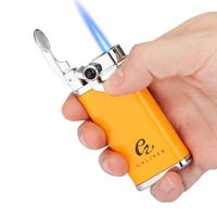 galiner portable cigar lighter 1 jet flame with metal drill puncher hole torch lighter butane gas cigar accessories
