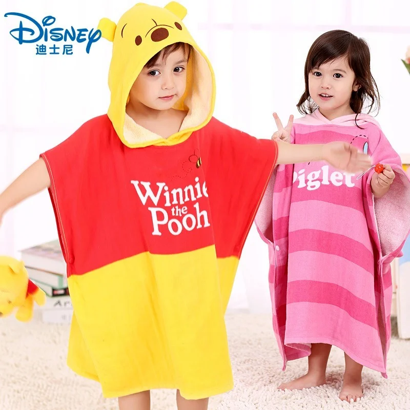 

Disney Mickey Minnie Elsa Child Hooded Bath Towel Cotton Cartoon McQueen Car Winnie Bath Towel Cloak Boy Girl Baby Beach Towel