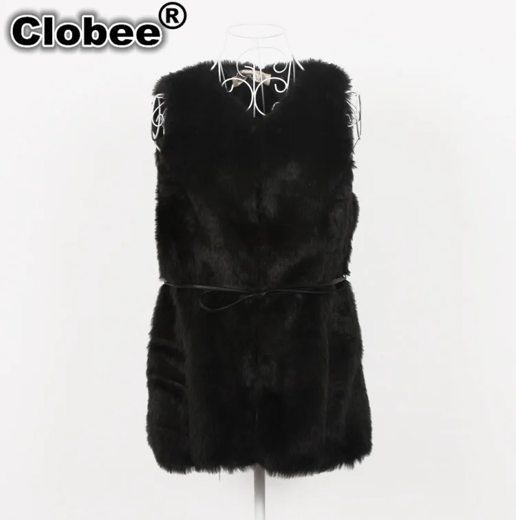 Черный жилет из меха кролика рекс женский меховой Зимняя меховая куртка 2019