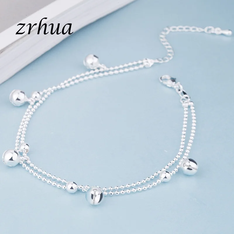 Женский браслет из серебра 925 пробы с двухслойными бусинами | Украшения и