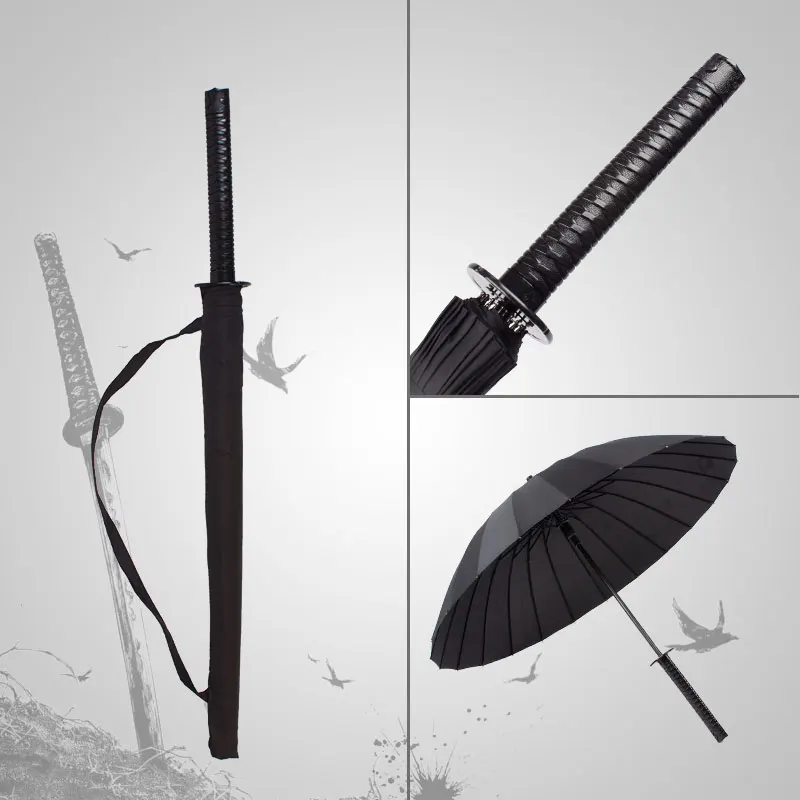 24K необычное время черный японский самурайский меч Umberlla Katana с длинной ручкой для