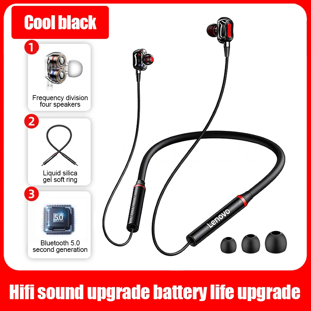 

Original Lenovo HE05 Pro Wireless Bluetooth Neckband Earphones Waterproof HiFi Stereo Sport Earbud Headset CVC Noise Cancelling