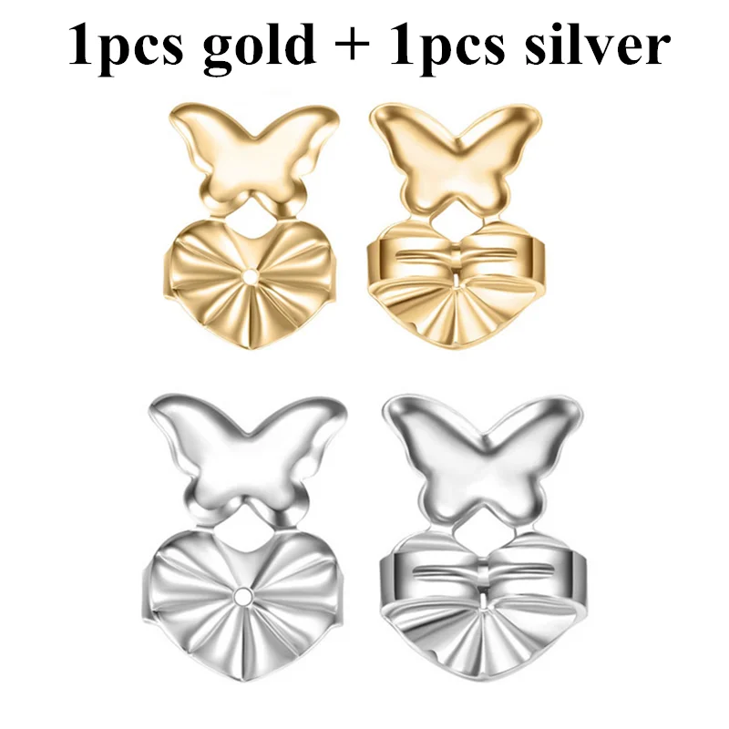 1silver 1gold Seanuo, модные серьги-гвоздики золотистого и серебряного цвета, задняя гайка, подъем, гипоаллергенный, подходят для сережек, поддержка мочки уха, серьги для женщин - Окраска металла: 1silver 1gold