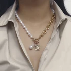 1 шт. модная женская цепочка с жемчугом с вырезами, рельефный кулон, ожерелье-чокер, ювелирное изделие, Подарочная цепочка с жемчугом, сшитое ожерелье с кулоном