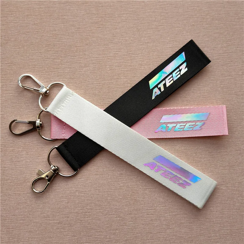 

Kpop Ateez laser Lanyard keychain mobile phone hang rope Key Chains Keyring Kpop ATEEZ Pendant High quality new arrivals