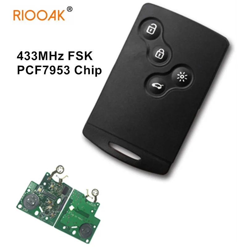

4 Buttons 433MHz PCF7953 Chip Passive Keyless Go/Entry Remote Car Key Smart System For Renault Clio IV Captur
