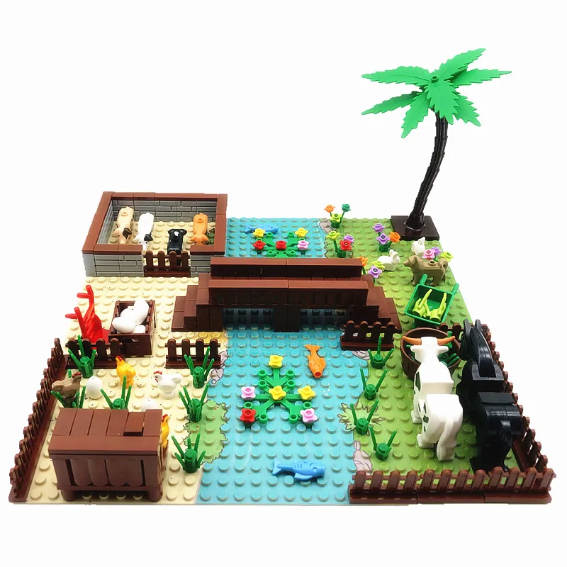 Конструктор Mini Farm Creator игрушки для детей детали MOC деревья животные свинья