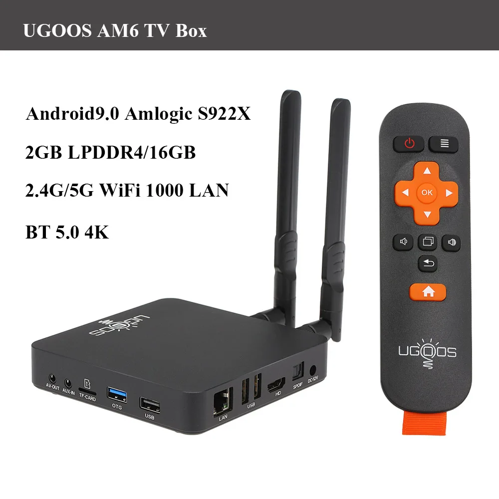 UGOOS AM3 Смарт Android 7,1 ТВ Box Amlogic S912 VP9 H.265 UHD 4K 2 ГБ/16 ГБ мини ПК, Wi-Fi и LAN DLNA Miracast HD Media Player - Цвет: Am6 TV box