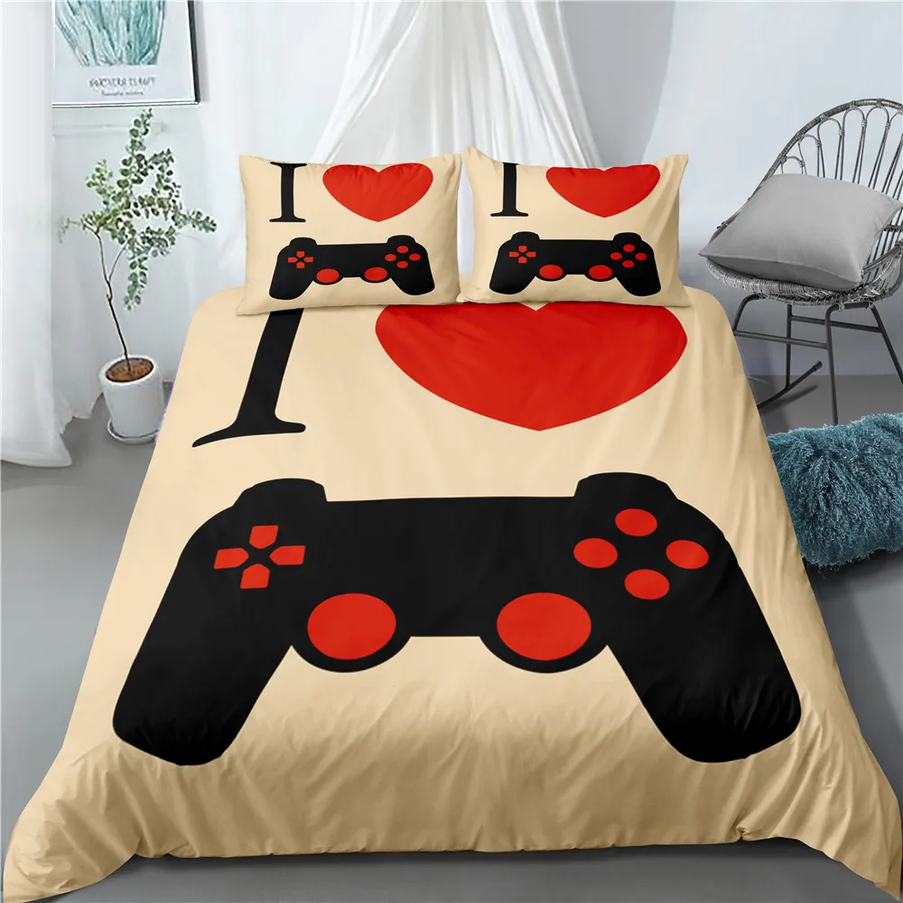 

3 Pieces Cartoon Game Bedding Set 3D Print 3 Piece Duvet Cover Home Textile Bed Quilt Cover Single Queen King Bed Cover Set