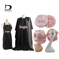 customized virgin hair packaging satin silk packing bag bonnet edge control wrap band melt band hairdressing cape apron