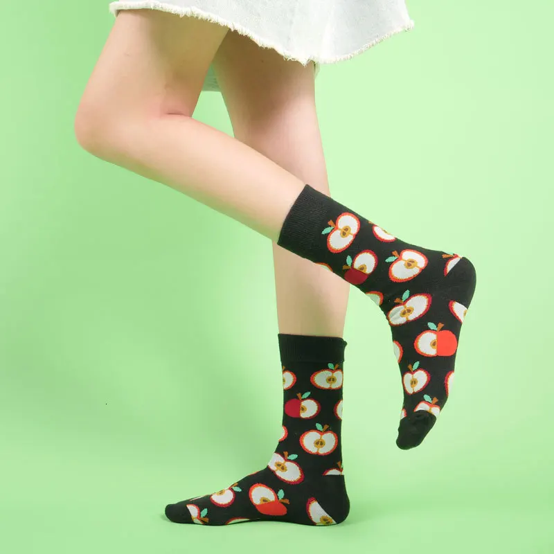 Женские носки забавные милые Мультяшные хлопковые с изображением авокадо