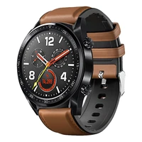 new leather silicone watch band strap for huawei watch gt2 pro silicone leather strap_brown_22mm