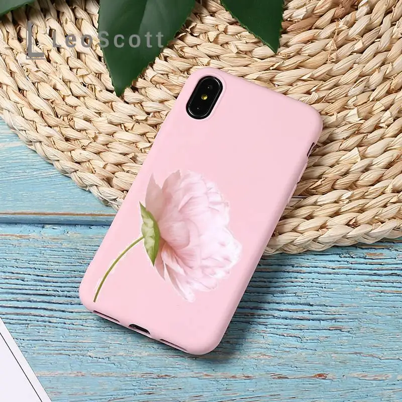 

rose Phone Case Candy Color for iPhone 11 12 mini pro XS MAX 8 7 6 6S Plus X 5S SE 2020 XR
