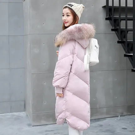 

Fur Jacket Women's Winter Collar Hooded Coats 20% White Duck Down Parkas Loose Fit Medium Long Warm Casual Snow Outwear ST175