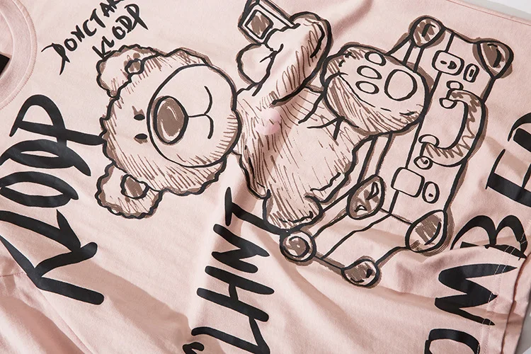 

Hip Hop Cartoon Bear Print Short Sleeve T-Shirts Streetwear Harajuku Casual Loose Tees 2021 Men Fashion Summer Tshirts Tops New