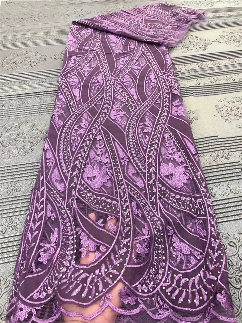 

African Net Lace Fabric 2020 High Quality Lace French Nigerian Mesh Stones Lace Fabrics For Wedding Dress Sewing JJN484