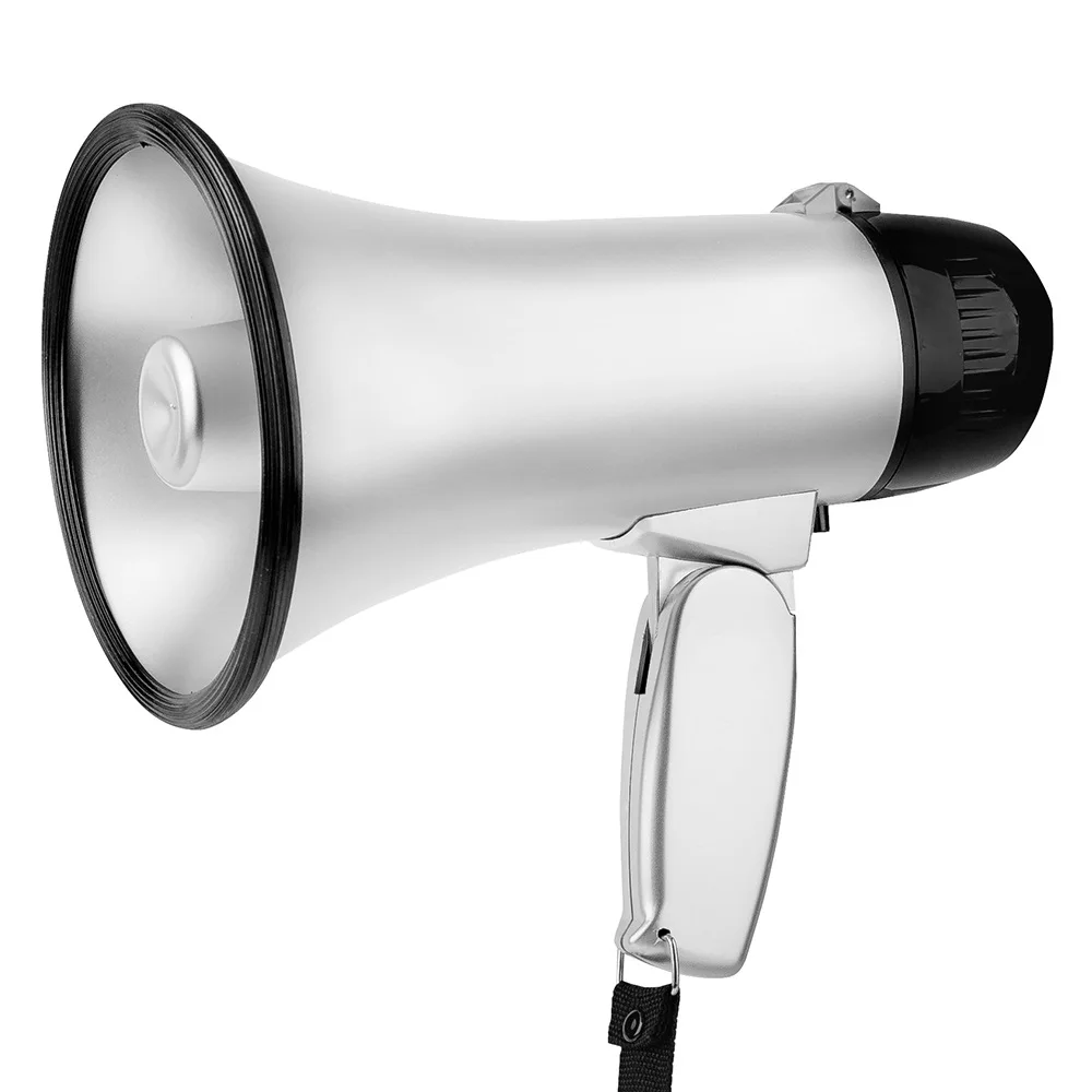 

Portable Hand 25 Watt Bullhorn Megaphone with Siren Lithium Battery Loud Speaker Recording Horn Tour Guide Speakers