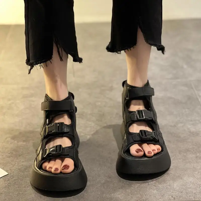 

Sports Design Sandals Women's Summer Soft Soles 2021 New Thick Soled College Students Casual Roman Shoes Flat Platform Lady Shoe