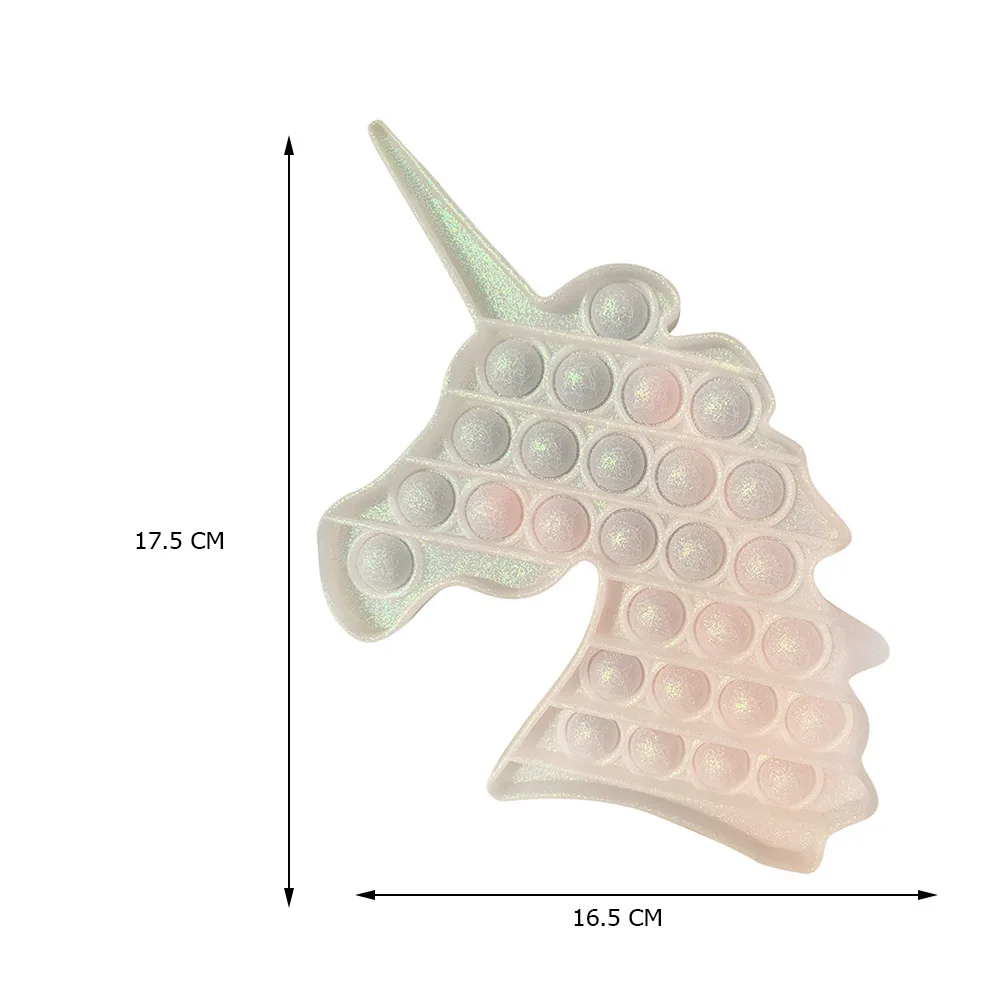 

Glittering Horn Horse Push Bubble Fidget Toys Anti Stress Educational Toy Rainbow Ice Cream Push Bubble Decompression Toy