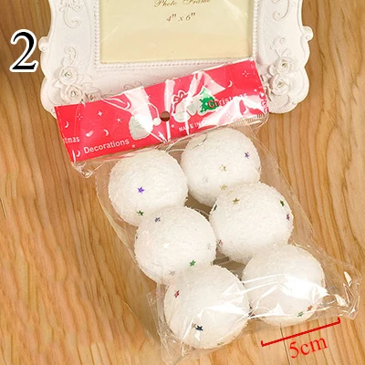 2 Рождественские DIY снежные шары Белые 6 шт вечерние украшения для рождественской елки подвесное украшение 50 мм Рождественский шар орнамент красочные звезды - Цвет: 2