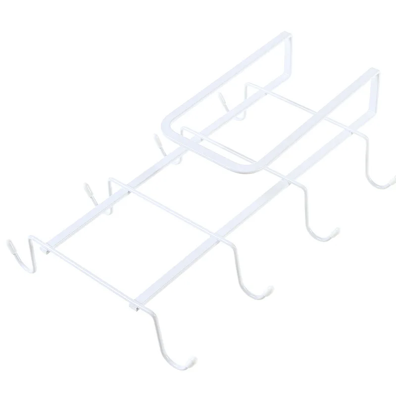 Белый Железный Держатель для чашек с 8 крючками подвесная дверь ванной комнаты