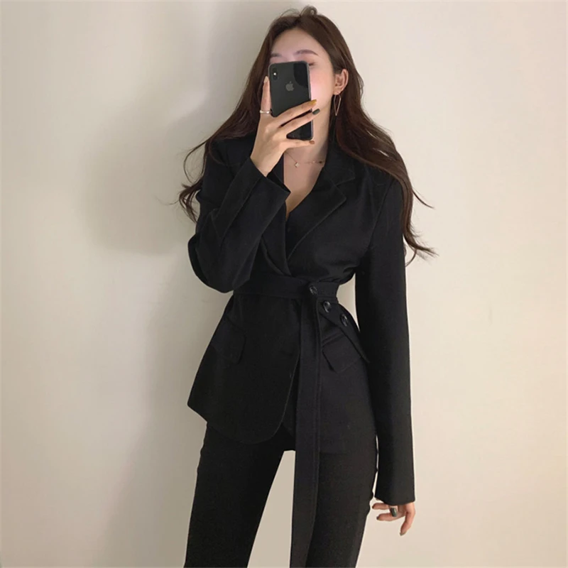 

HziriP 2021 Fashion Slim Belt Autumn Formal Plus Size Slender Loose Elegant Office Lady Chic Women All Match Blazers Female