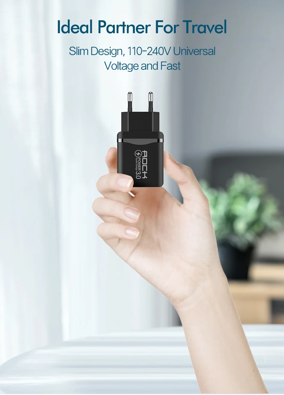 ROCK QC 3,0 30 Вт 3 USB зарядное устройство для быстрой зарядки телефона светодиодный дисплей для iPhone Xiaomi samsung huawei 3 порта Быстрый Настенный адаптер Turbo