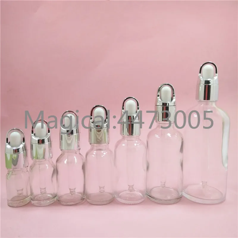 

2/10pcs 5/10/15/20/30/50/100ML Transparent Glass Perfume Essential Oil Dropping Bottle & Black Aluminum Cover Package Container