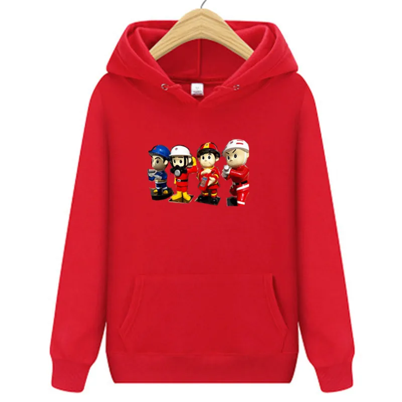 

New Spring and Autumn Polar Fleece Boy Pullover Hoodie Fun Cartoon Pattern Printed Casual Sports Top Teenage Men's Clothing