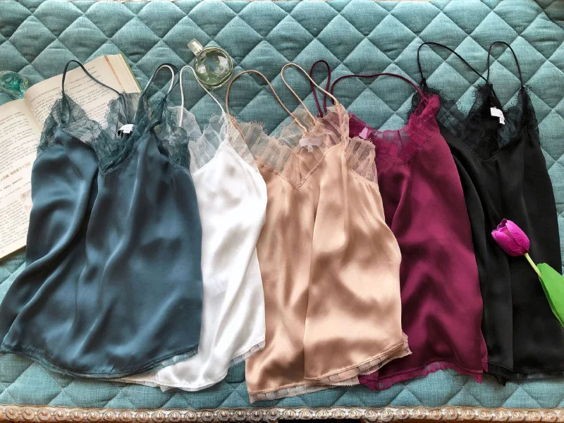 [ElfStyle]ElfStyle белый/черный/винно-красный/розовый 100% Шелковый женский сексуальный