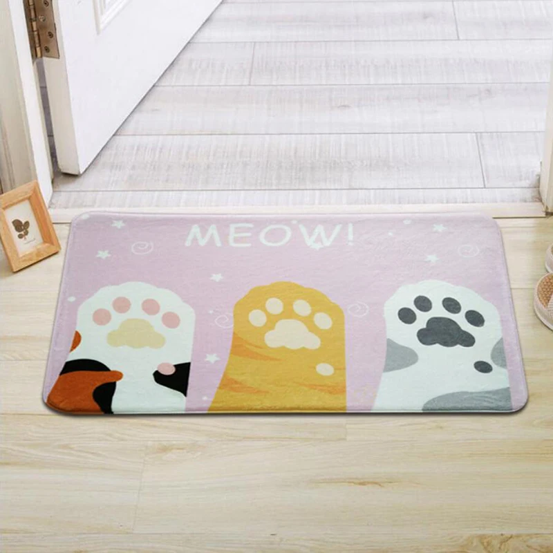 Lovely Cat Printed Floor Mat Carpet Kitchen Entrance Doormat Non-slip Door Water Absorption Bathroom Tapete | Дом и сад