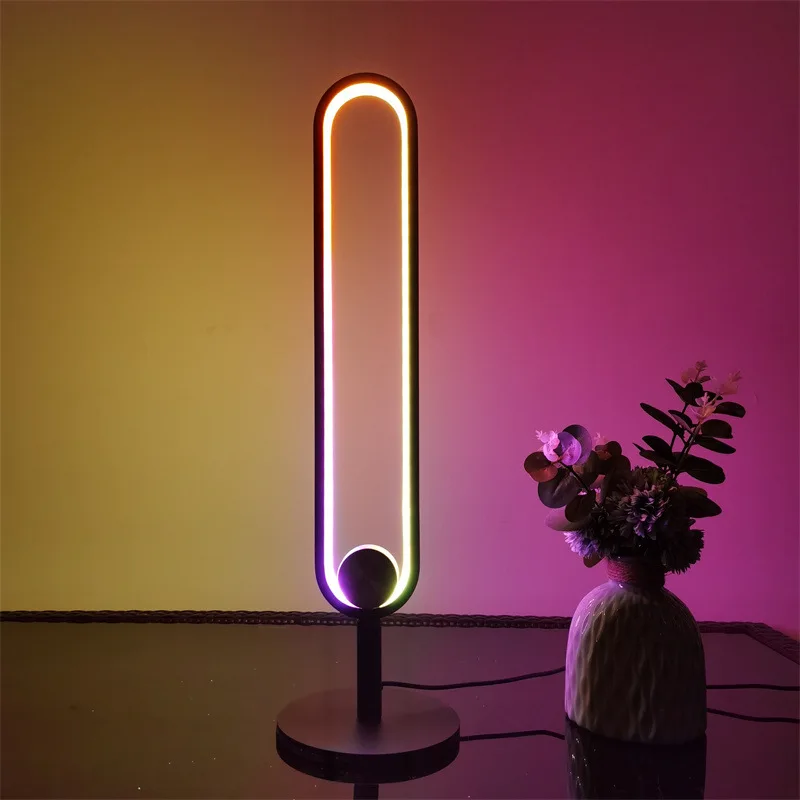 

Современная настольная лампа для чтения с симфонией RGB, светодиодная настольная декоративная атмосферная лампа с дистанционным управлением, приглушаемая прикроватная лампа для спальни