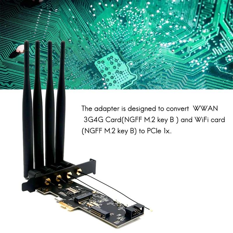 

M.2 PCI-E Adapter Card NGFF M.2 Key B and Key a to PCIe X1 Adpater for 3G/4G and WiFi Card