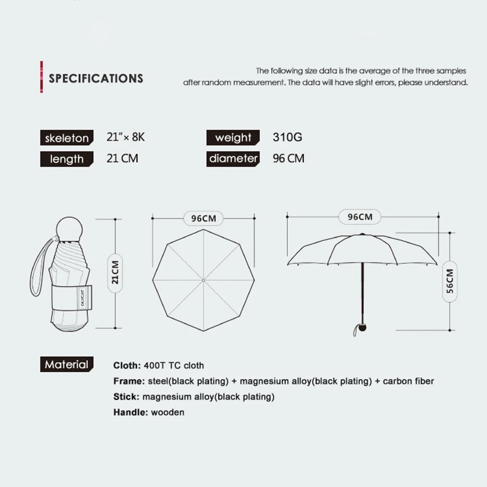 

New Mini Umbrella Rain Women Men Windproof Pocket Sun Umbrellas Small 400T Strong Five Fold Umbrella 8K Wooden Handle Parasol