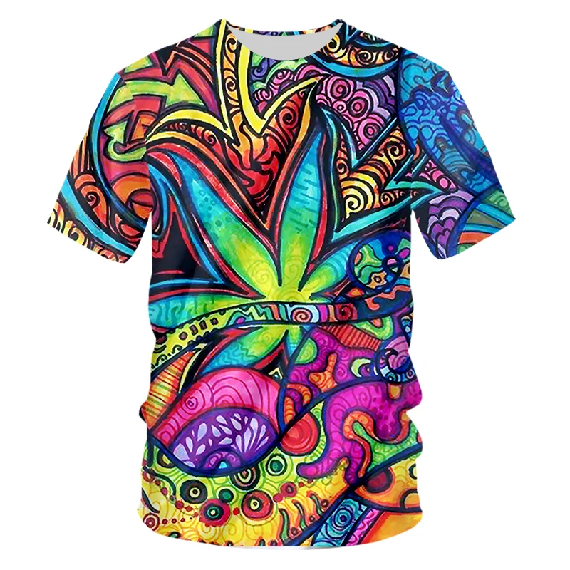 

Brand 2021 New Leaves Weeds Harajuku T-shirt Men's Fashion Casual 3d Printing Children's Short Sleeve Top Hip Hop Summer 4XL