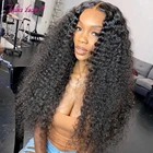 Бразильский кудрявый парик HD на сетке спереди, предварительно выщипанный парик 13x4 на сетке спереди, парик из натуральных волос al, без клея, Джерри, кудрявый парик на сетке с детскими волосами