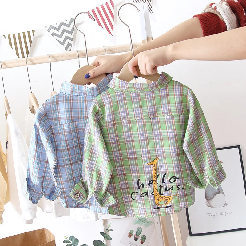 

Men's Baby Spring Jacket 2020 New Baby Children's Clothing Boys Single-breasted Long-sleeved Lapel Plaid Shirt Single Boys Shirt