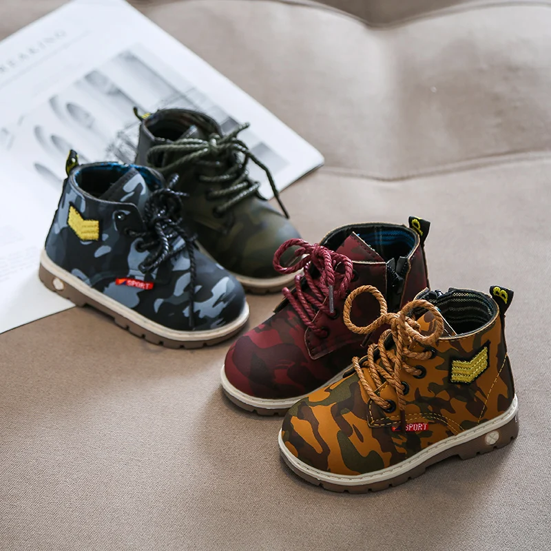 Зимние ботинки для мальчиков детская обувь новые кожаные модные Martin