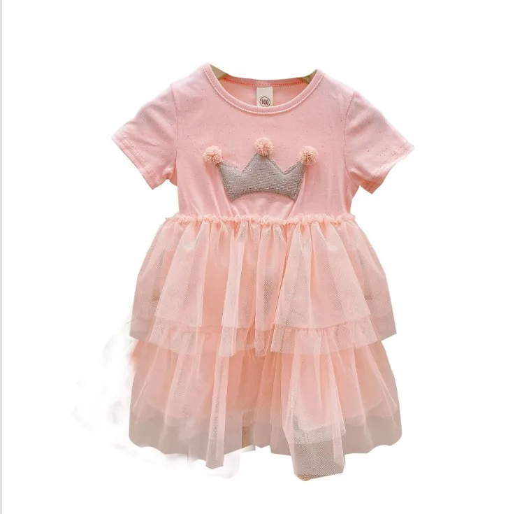 

Children's Clothing Summer Dresses Short-sleeved Mesh Princess Dress Summer Clothes for Kids 2021 White Pink Girls Dresses 2-8Y