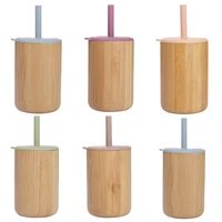 1 pcs baby feeding cup with straw children learn feeding drinking bamboo kids training cup with straw