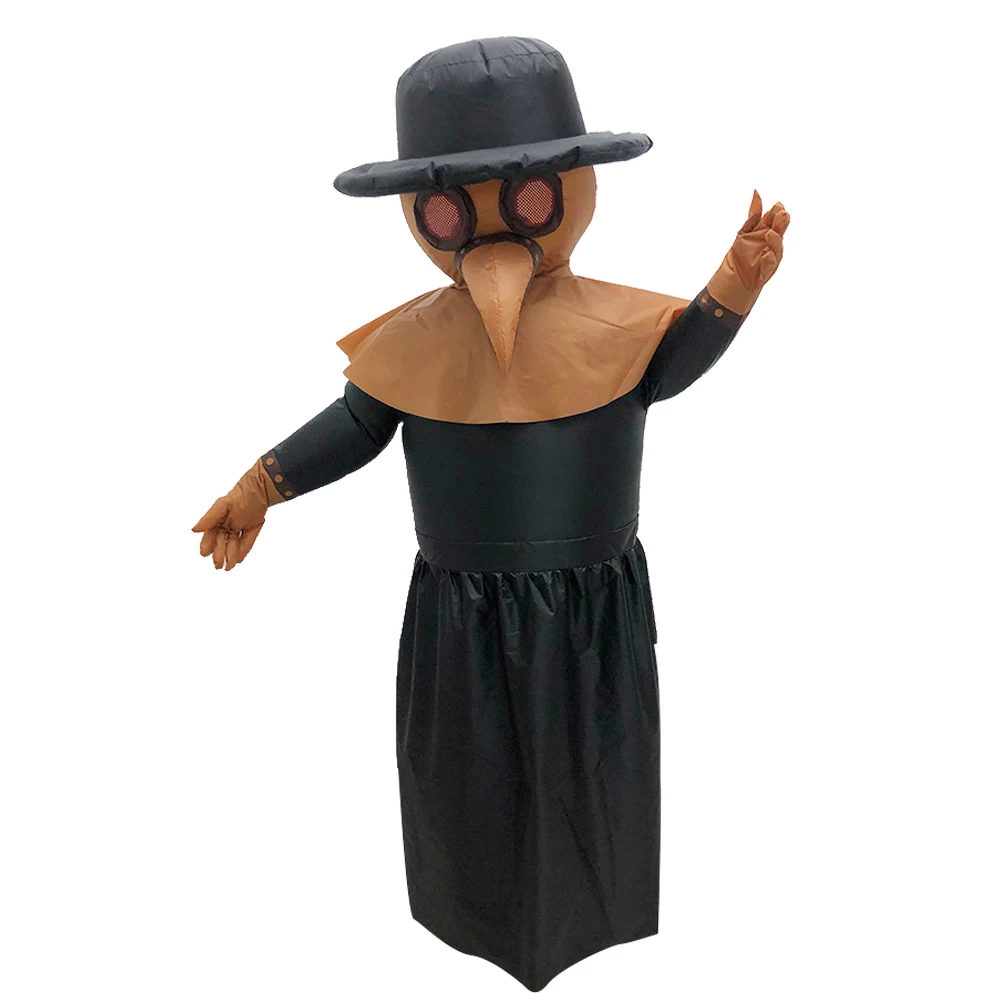 

New Adult Inflatable Plague Doctor Costume Fancy Medieval Steampunk Cosplay Bird Mask Health Protection Halloween Beak Mask Prop