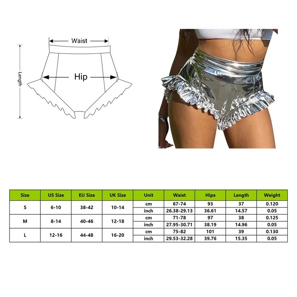 

Women'S Solid Color Sexy Edge V-Pu Leather Shorts Summer Ruffle Solid Holiday Zipper Pu Leather Shorts Anti-Emptied Short Pants