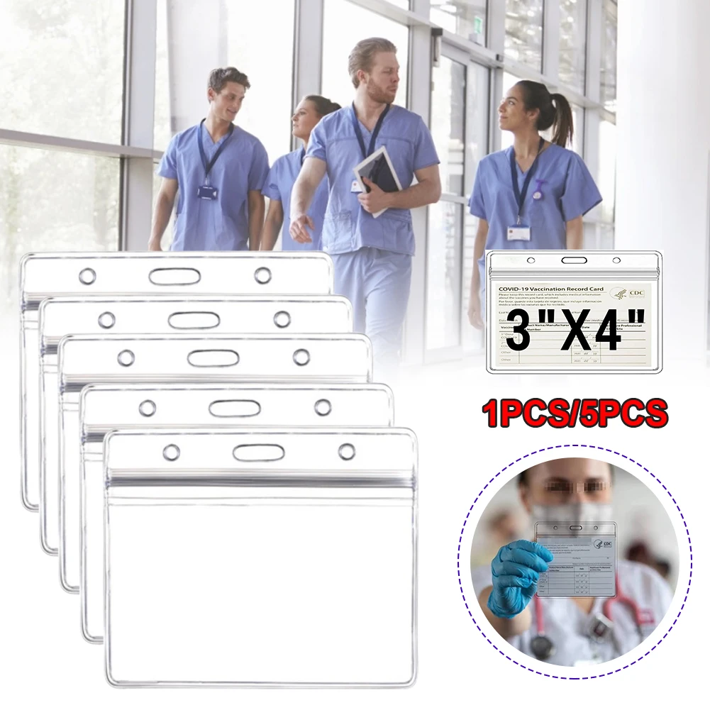 

Hot Wholesale Transparent PVC Vaccine Record Card Holder 4x3in Waterproof Vaccine Card ID Card Protective Sleeve Badge Holder